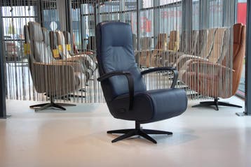 Gealux relaxfauteuil Dahlia Leer Polo Blauw 2 motoren + accu, Huis en Inrichting, Ophalen of Verzenden, Nieuw, Leer, Design, modern