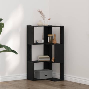vidaXL Boekenkast 3-laags 50 x 50 x 102 cm Zwart Eiken, Huis en Inrichting, Kasten | Boekenkasten, Verzenden, 100 tot 150 cm, Nieuw