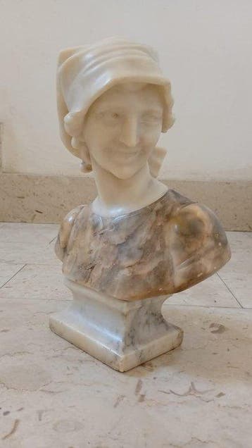 sculptuur, Mezzobusto - 35 cm - Albast, Marmer, Antiek en Kunst, Antiek | Keramiek en Aardewerk