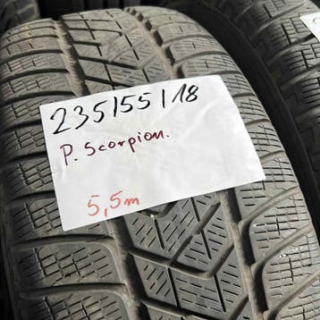 2 x Pirelli Scorpion 235-55-18 Winterbanden 5,5mm, 18 inch, Gebruikt, 235 mm, Band(en)
