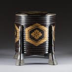Draagbare voedselcontainer - Gelakt hout, Messing - Japan -, Antiek en Kunst
