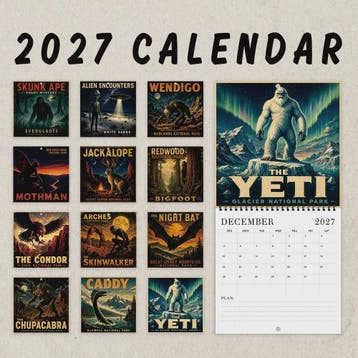 2027 Kalender: Mysterieuze Wezens & Buitenaardse Beschavinge, Verzenden, Nieuw