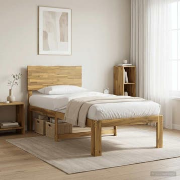 vidaXL Eenpersoonsbed met hoofdbord ROSTOCK Witgewassen 90 x, Eenpersoons, Verzenden, Wit, Nieuw