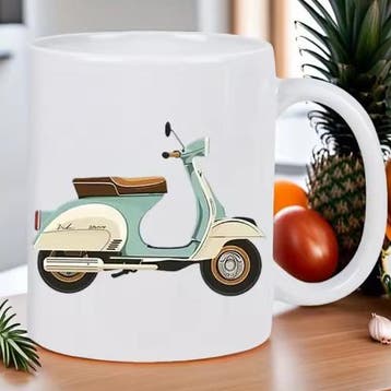 Vintage Scooter Keramische Koffiemok Retro Design 320 ml, Verzenden, Nieuw