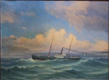 Per Wilhelm Cedergren (1823-1896) - Steamship Telegraf at, Antiek en Kunst