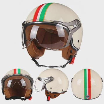 Retro Jethelm Open Face Motorhelm met Afneembaar Vizier - Vi, Fietsen en Brommers, Brommerhelmen, Verzenden, Nieuw