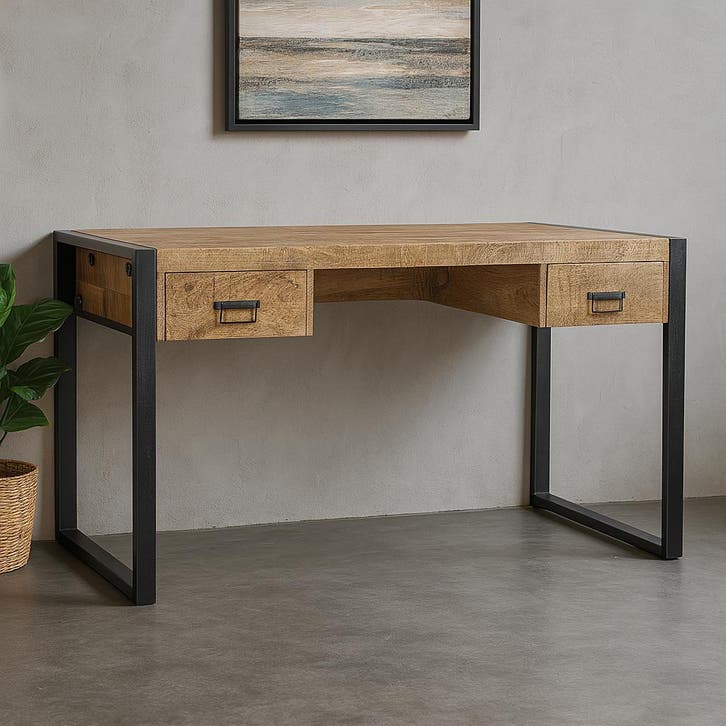 Bureau Mangohout Bureau Britt 150 cm, Huis en Inrichting, Bureaus, Nieuw, Verzenden
