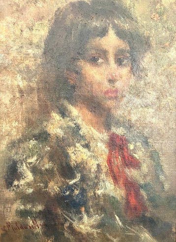 Giuseppe Maldarelli (1885-1958) - Ritratto di ragazza, Antiek en Kunst, Kunst | Schilderijen | Klassiek