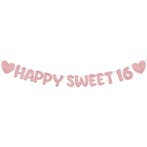 Banner Happy Sweet 16 goud of rosé goud, Hobby en Vrije tijd, Feestartikelen, Verzenden, Nieuw, Versiering, Verjaardag