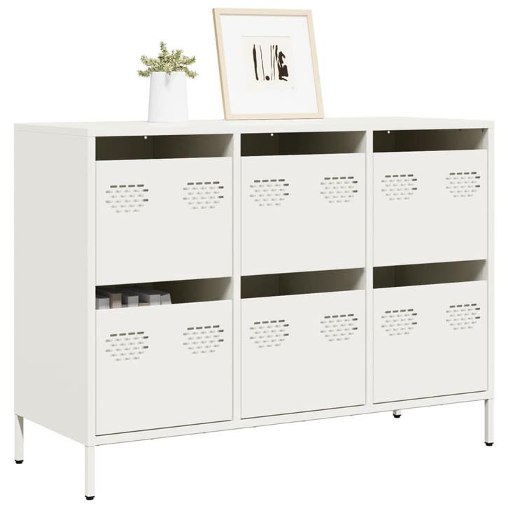 vidaXL Dressoir 101,5x39x73,5 cm koudgewalst staal wit, Huis en Inrichting, Kasten | Dressoirs, Nieuw, Metaal, Verzenden