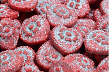 2 x Tsjechische Glaskralen Heart Beads Roos 17x17mm rood..., Ophalen of Verzenden, Nieuw, Kraal