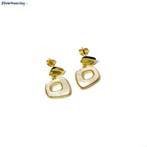 Gold plated kleine parelmoer design oorhangers, Verzenden, Nieuw, Zilver