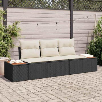 vidaXL Tuin Sofa Set 3 st 3-Aantal zitplaatsen Zwart en, Verzenden, Nieuw, Rotan, 3 zitplaatsen
