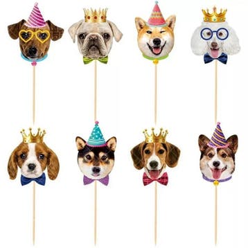 8 cupcake toppers Happy Birthday Dogs, Dieren en Toebehoren, Verzenden, Nieuw