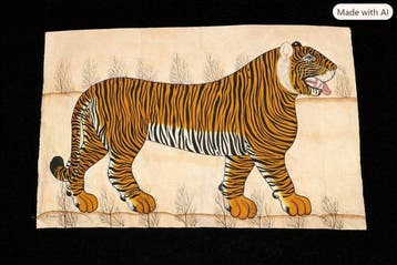 Artist Iqbal Khan Tiger - Tiger, an Indian style pioneered