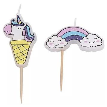 Taartkaarsjes Unicorn & Regenboog**, Verzenden, Nieuw