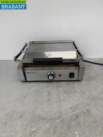 RVS Hendi Contactgrill Paninigrill Geribbeld 230V Horeca, Ophalen of Verzenden, Gebruikt