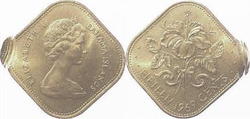 15 Cents Fehlpraegung 15 Cent 1969 Bahamas 2 x gepraegt!, Verzenden