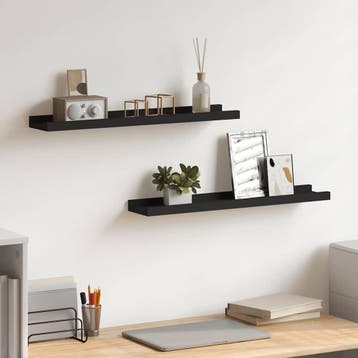 vidaXL Fotoplanken 2 st 60x9x3 cm MDF zwart, Verzenden, Nieuw