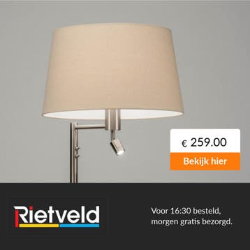 Rietveld-Vloerlampen-Staalgrijs, Beige-Staal, Stof, Metaal, Huis en Inrichting, Verzenden, Nieuw