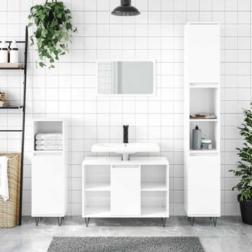 vidaXL Badkamerkast 80x33x60 cm bewerkt hout hoogglans wit, Verzenden, Nieuw