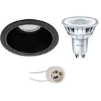 GU10 Inbouwspot Set - Mat Zwart - Inbouw Rond - Verdiept -, Huis en Inrichting, Metaal of Aluminium, Nieuw, Ophalen of Verzenden