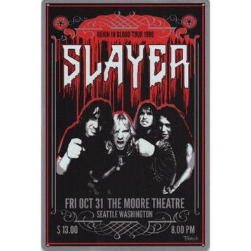 Wandbord - Slayer Reign In Blood Tour 1986, Ophalen of Verzenden, Nieuw