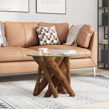 vidaXL Salontafel 60 cm massief teak drijfhout, Huis en Inrichting, Tafels | Salontafels, Verzenden, Nieuw, Teakhout, 50 tot 100 cm