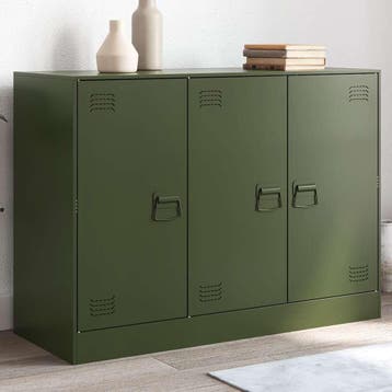 vidaXL Dressoir 99x39x73 cm staal olijfgroen, Verzenden, Nieuw, 50 tot 100 cm, Metaal