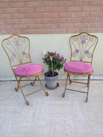 Klapstoel (2) - Metaal, Fluweel - Ijzeren stoelen, Nieuw