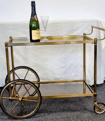 Serveerwagen - Messing, Glas - Stijlvol stuk, Nieuw