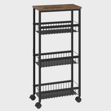 Zwarte Keukentrolley met Werkblad en 3 Manden - 40x87x20cm -, Verzenden, Nieuw