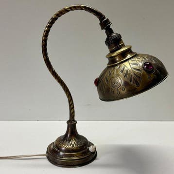 Lamp - Messing, Metaal, Glas - Art Deco Desk Lamp