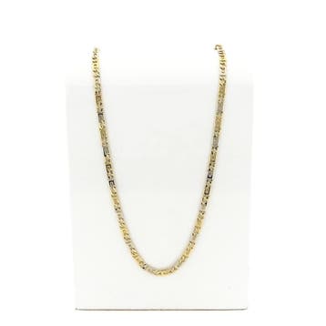 Bicolor gouden marineschakel ketting, Ophalen of Verzenden, Gebruikt, Overige kleuren, Goud