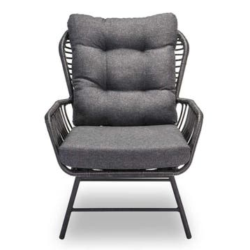 Mondial Living Loungestoel Dex met Hocker Charcoal, Tuin en Terras, Tuinstoelen, Ophalen of Verzenden, Nieuw