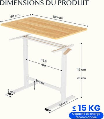Zit sta bureau - Verstelbaar - 100 x 60 cm - H7-Plus - FLEXI, Huis en Inrichting, Verzenden, Zo goed als nieuw