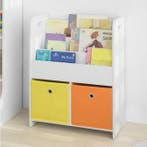 Kinderboekenkast 3 Vakken en 2 Stoffen Boxen Speelgoedrek, Verzenden, Nieuw