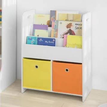 Kinderboekenkast 3 Vakken en 2 Stoffen Boxen Speelgoedrek, Verzenden, Nieuw