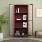 Vitrinekast Säkylä 180x80x35 cm bordeaux rood [en.casa], Huis en Inrichting, Verzenden, Nieuw