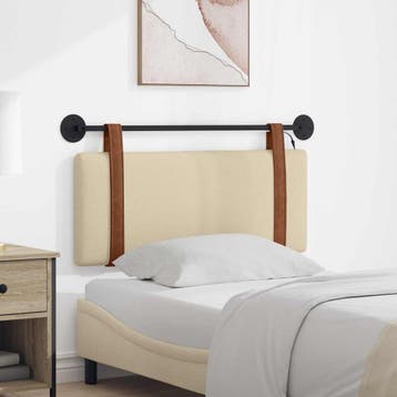 vidaXL Hangend hoofdbord Met LED-verlichting Crèmekleurig, Verzenden, Nieuw, Crème, Overige materialen