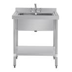 Vogue RVS spoeltafel enkele spoelbak met onderblad 75x60cm, Verzenden, Nieuw in verpakking
