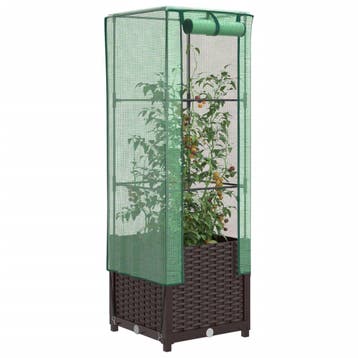 vidaXL Plantenbak verhoogd met kashoes 40x40x139 cm, Verzenden, Nieuw, Kunststof