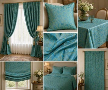 Luxury Italian Fabric – Jacquard Misto Seta Turchese Laguna