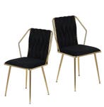 Set van 2 Fluwelen Stoelen – Metalen Eetkamerstoel – Goud, Huis en Inrichting, Stoelen, Twee, Verzenden, Wit, Nieuw