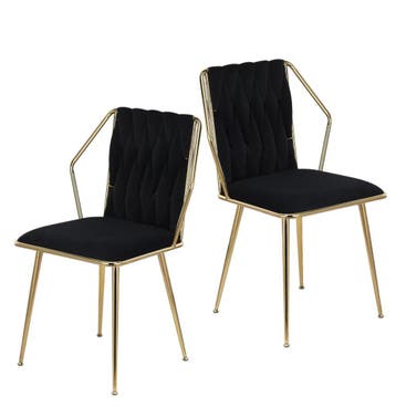 Set van 2 Fluwelen Stoelen – Metalen Eetkamerstoel – Goud, Huis en Inrichting, Stoelen, Twee, Verzenden, Wit, Nieuw