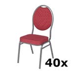 Stackchair Madrid | 40x | Rood | Stalen Frame Luxus, Verzenden, Nieuw in verpakking