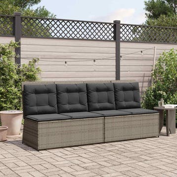 vidaXL Tuinbank Grijs poly rattan, Verzenden, Nieuw, Rotan
