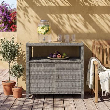 Wicker tuinkast Monscia, WPC-lamellen in houtlook - grijs, Tuin en Terras, Verzenden, Nieuw