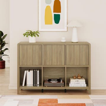 Dressoir Lukkodso rustiek eiken 110x30x77 cm [en.casa], Huis en Inrichting, Kasten | Dressoirs, Verzenden, Nieuw
