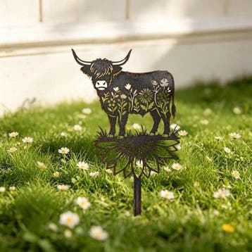 Sculptuuur voor buiten, Highland Cow Garden Statue - 35 cm -